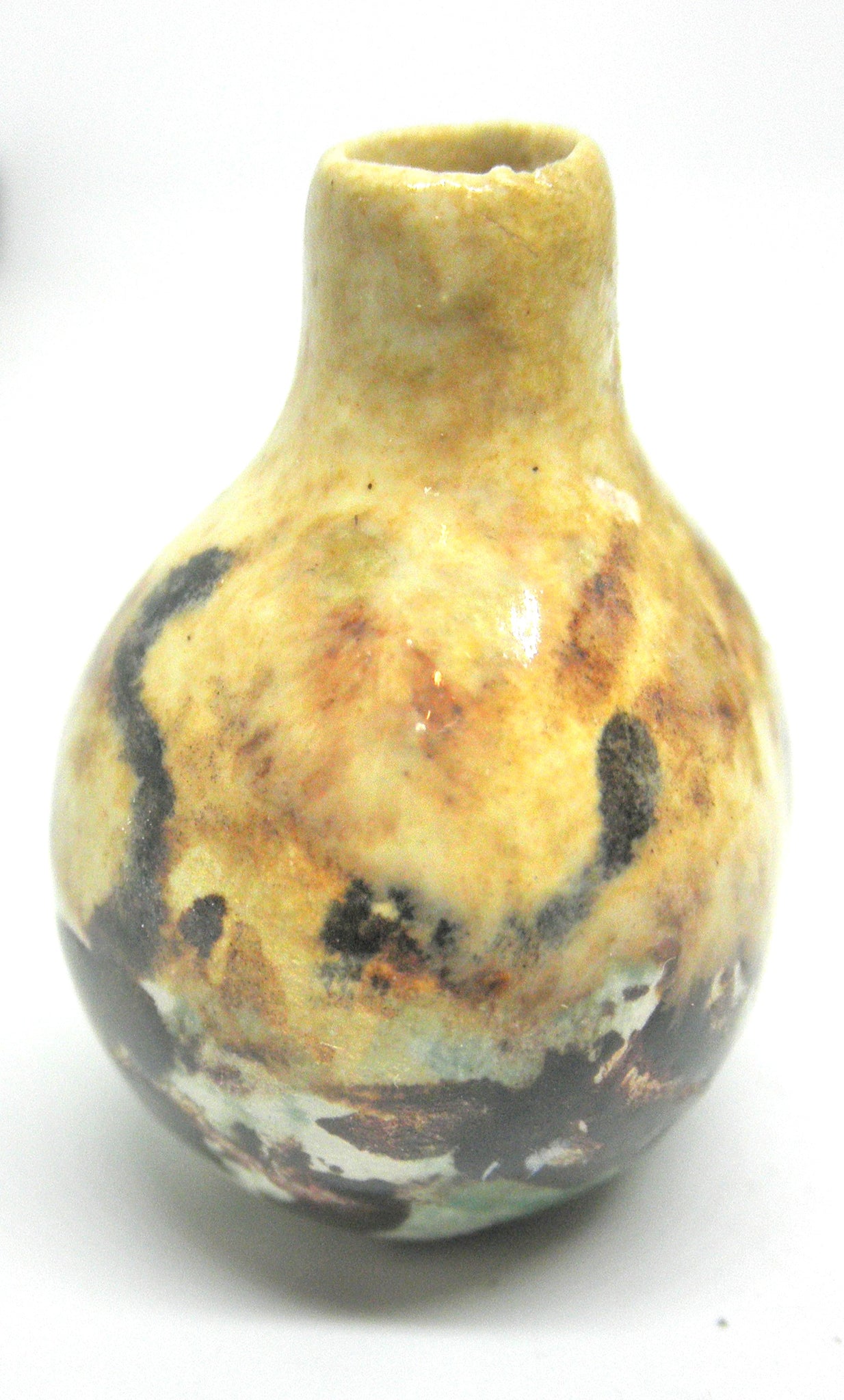 Dollhouse Miniature ceramic gourd shape vase - variegated brown