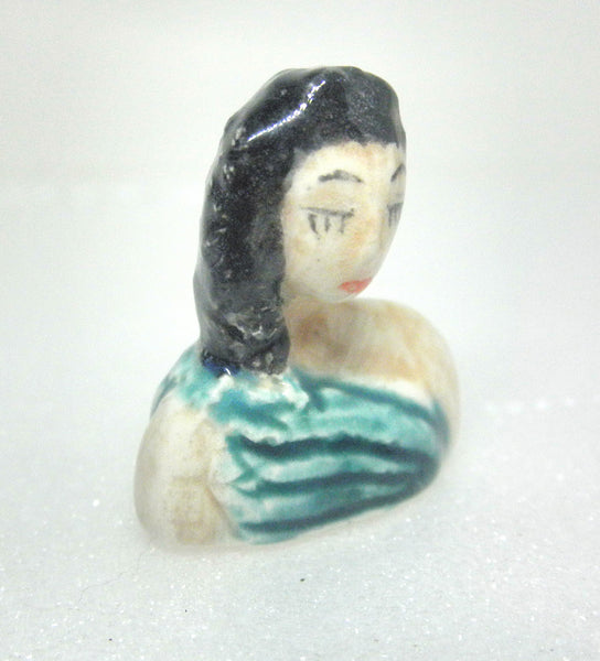 Miniature collector's art deco ceramic figurine woman bust