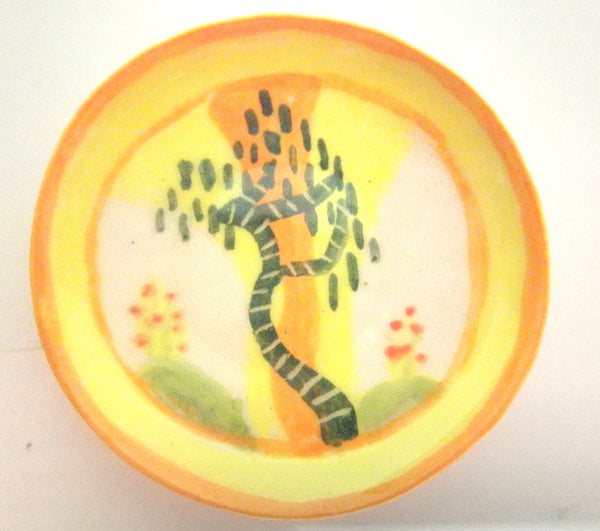 Miniature Clarisse Cliff inspired ceramic plate -  1 tree