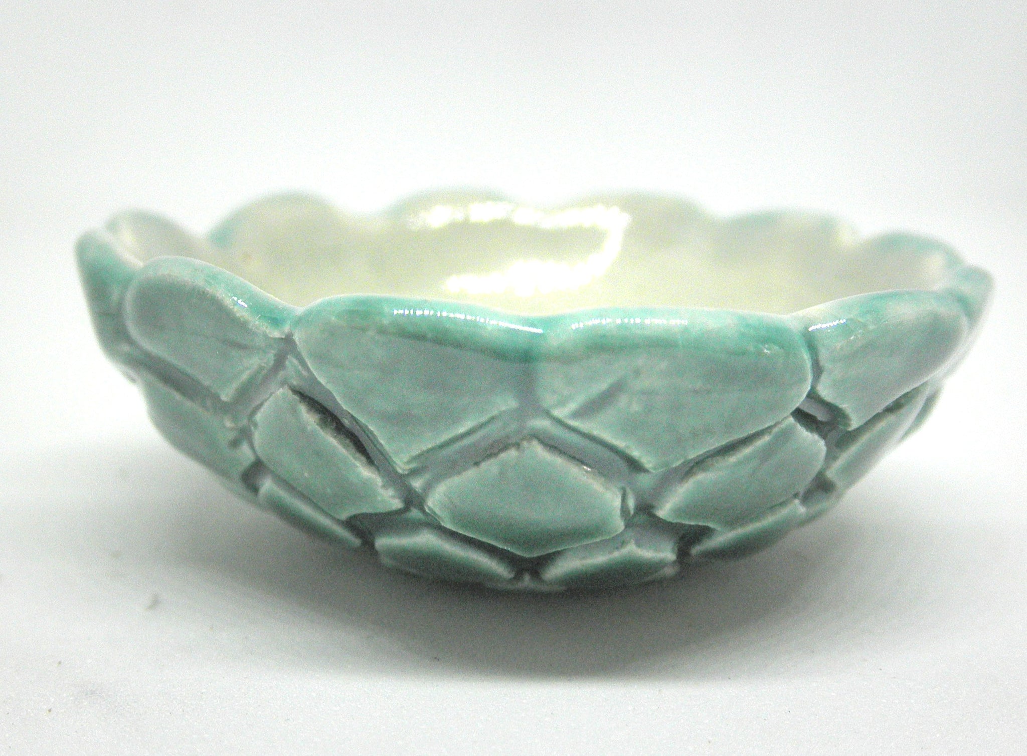 Miniature artist OOAK ceramic bowl with textured outside