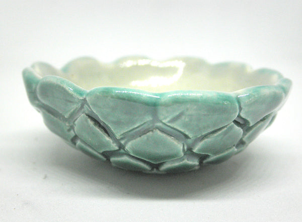 Miniature artist OOAK ceramic bowl with textured outside