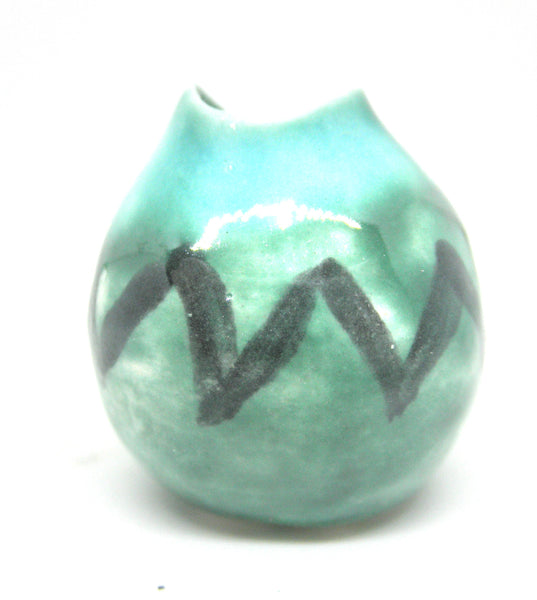 Dollhouse Miniature ceramic gourd shape vase - Turquoise