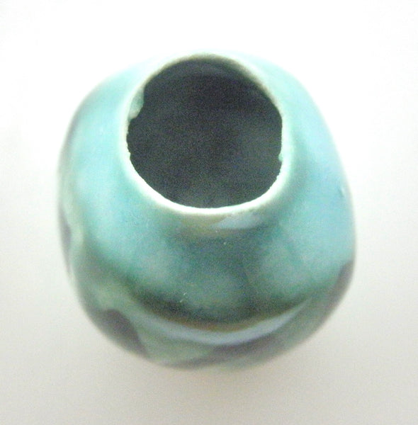 Dollhouse Miniature ceramic gourd shape vase - Turquoise