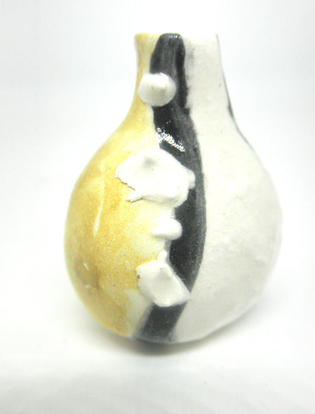 Dollhouse Miniature ceramic gourd shape vase - brown, white and black