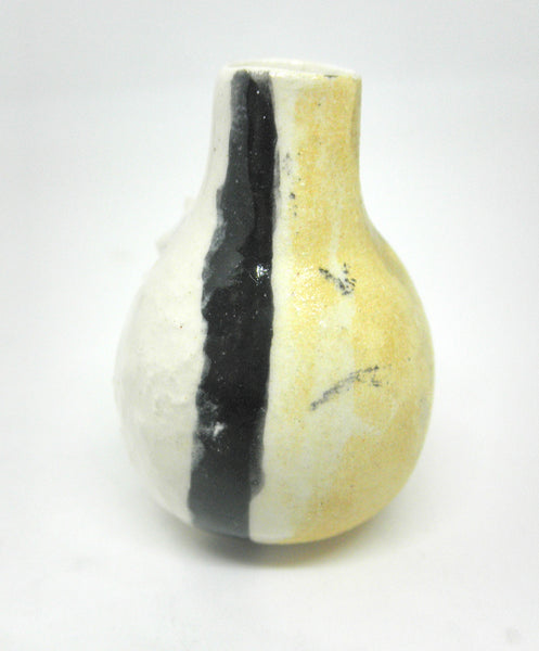 Dollhouse Miniature ceramic gourd shape vase - brown, white and black