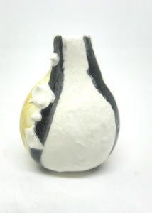 Dollhouse Miniature ceramic gourd shape vase - brown, white and black