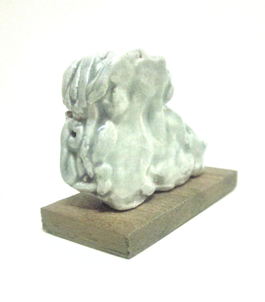 Miniature ceramic sculpture OOAK - Lady with leaves in her hair