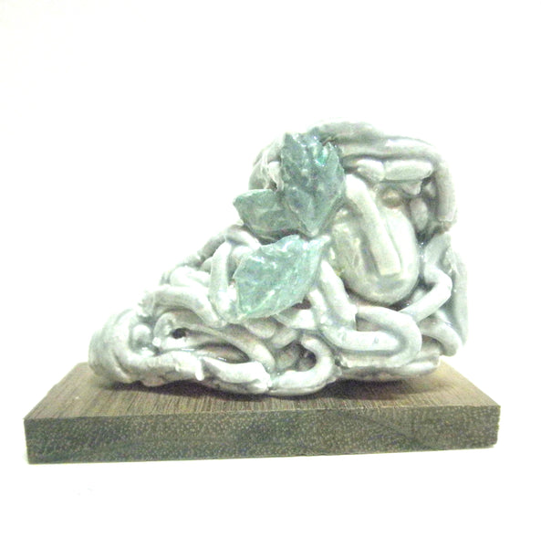 Miniature ceramic sculpture OOAK - Lady with leaves in her hair