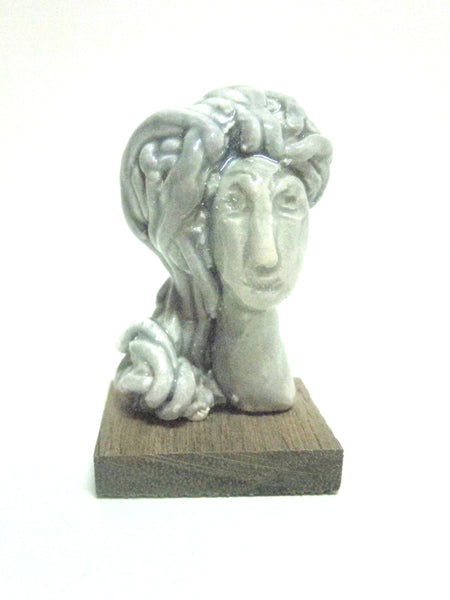 Miniature ceramic sculpture OOAK - Lady with long hair