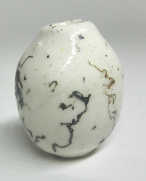 Miniature ceramic small vase with hair decoration - G