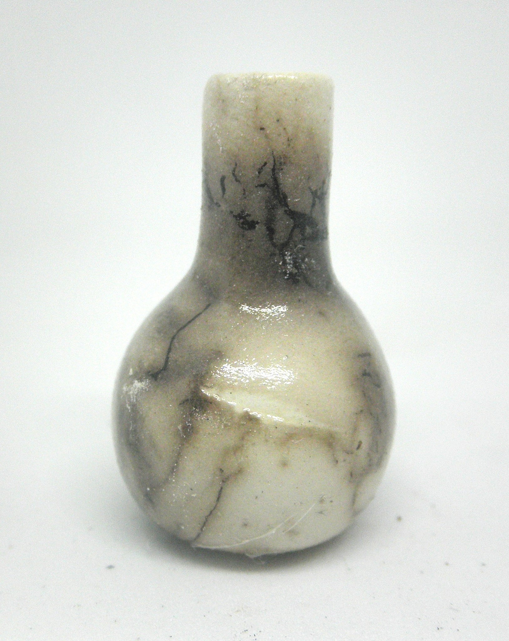Miniature ceramic vase with hair decoration. #C