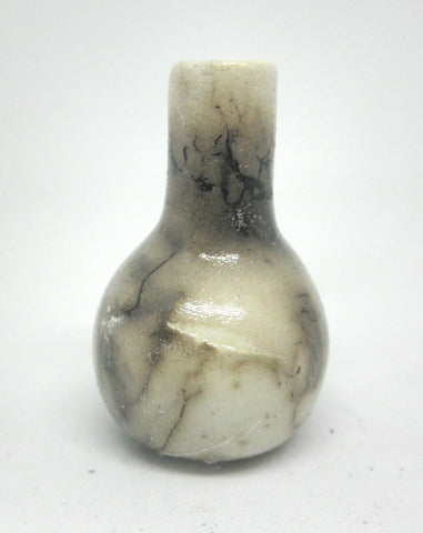Miniature ceramic vase with hair decoration. #C