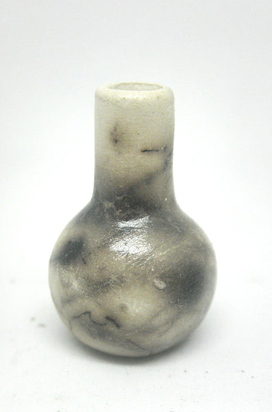 Miniature ceramic vase with hair decoration. #C