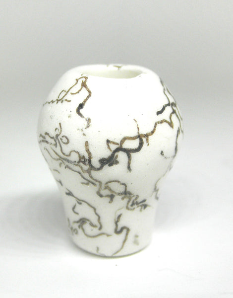 Miniature ceramic small vase with hair decoration - I