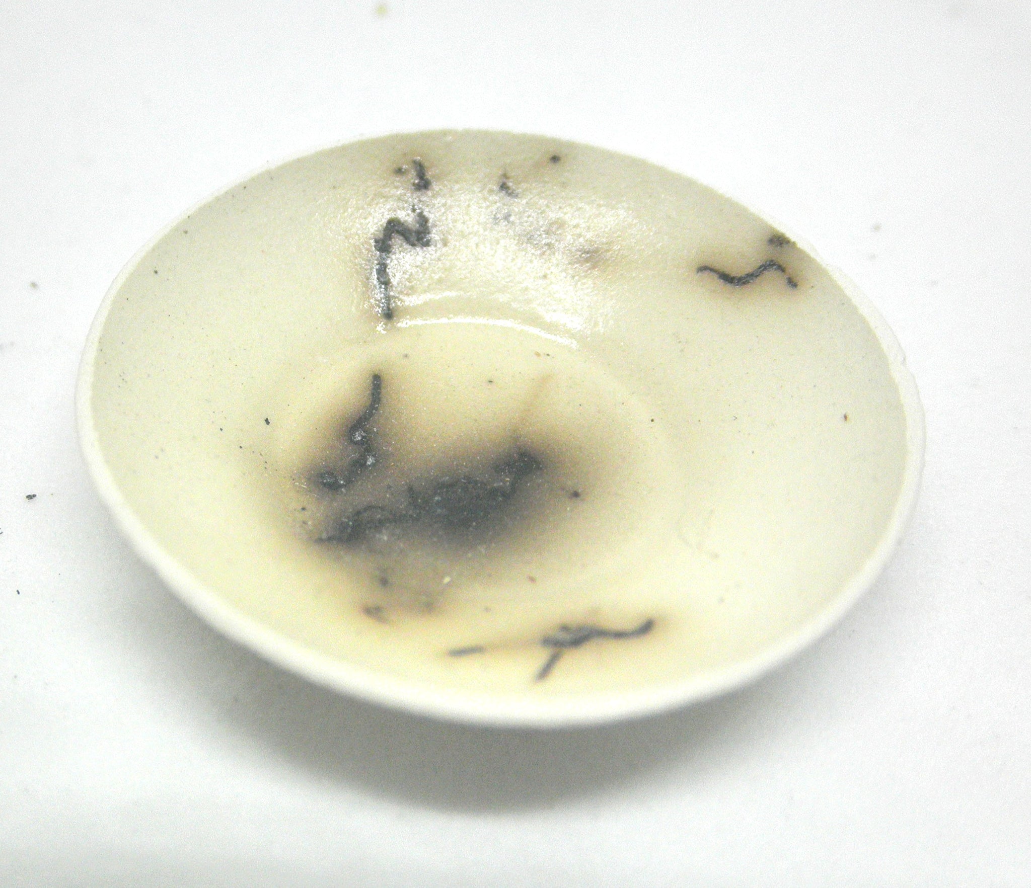Miniature ceramic bowl with hair decoration. #A