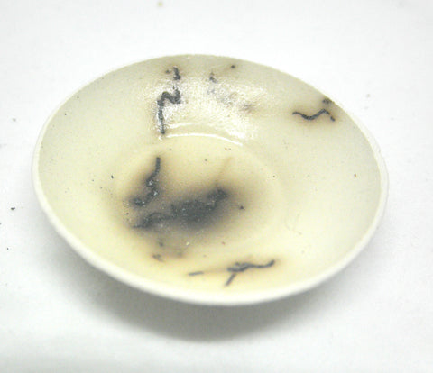 Miniature ceramic bowl with hair decoration. #A