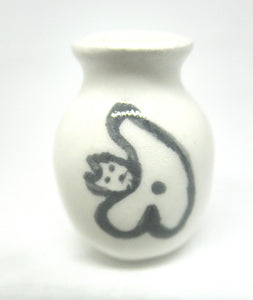 Dollhouse Miniature white vase with cat silhouette