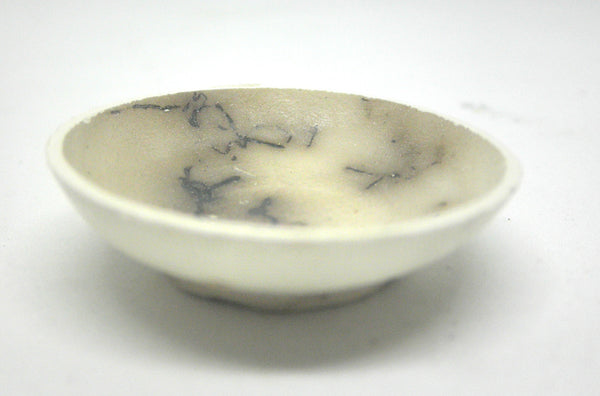 Miniature ceramic bowl with hair decoration. #B