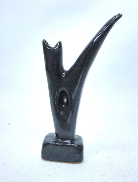 Miniature ceramic sculpture - cat black 1/12th