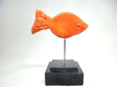 Miniature beach decor orange fish sculpture