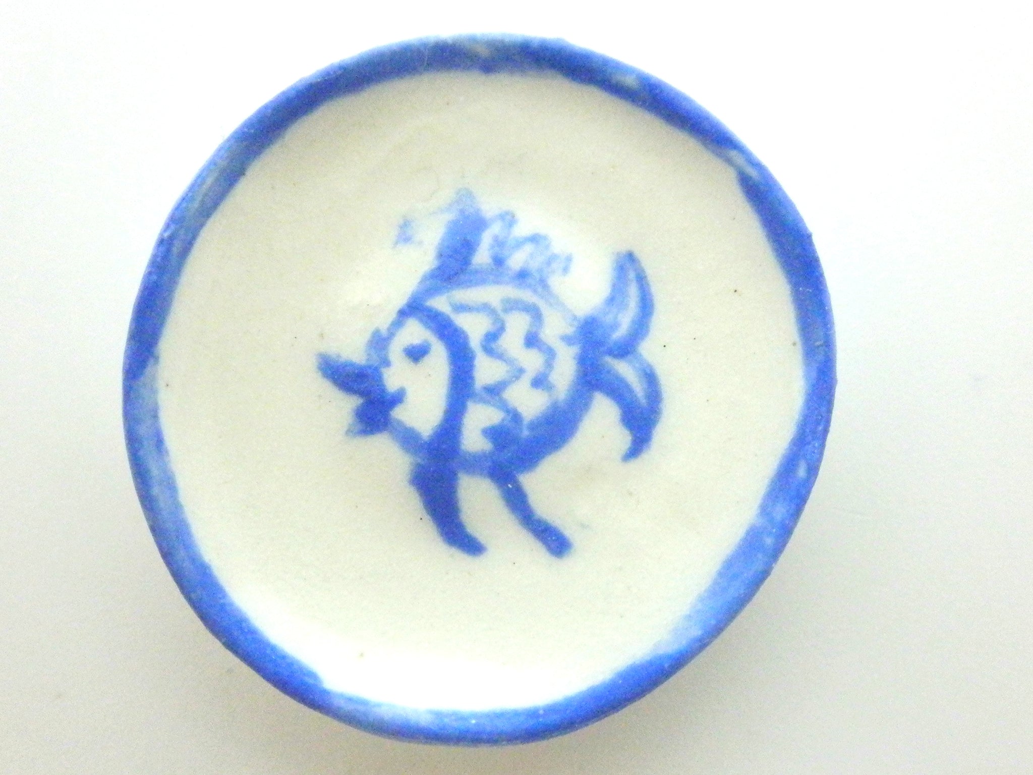 Miniature ceramic plate - Blue Fish