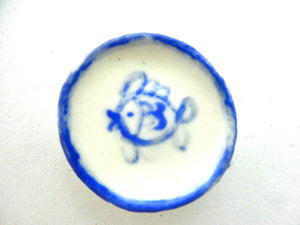 Miniature ceramic plate - Blue Fish