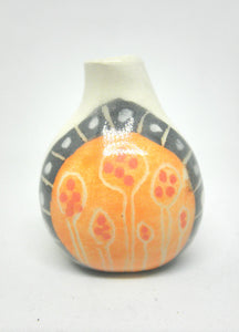 Miniature gourd vase black and orange