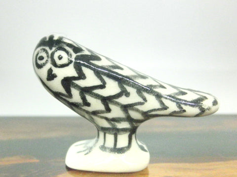 Miniature Picasso inspired ceramic sculpture -  owl A