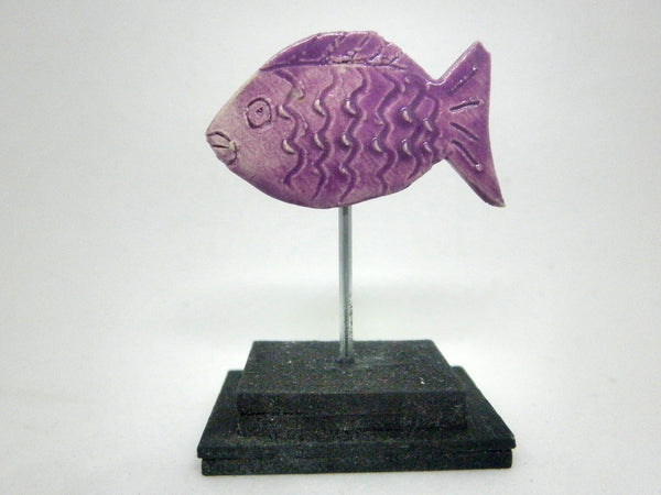 Miniature beach decor purple fish sculpture