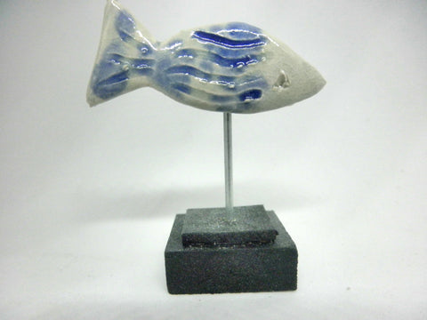 Miniature beach decor light blue fish sculpture