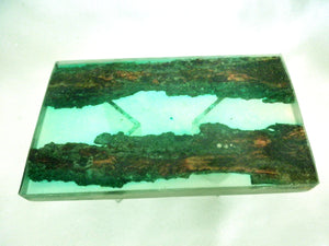 Miniature dining room table resin and wood 1/12th -light green