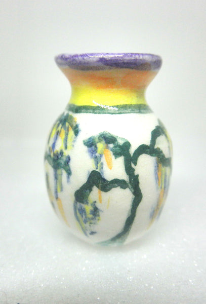 Miniature Clarisse Cliff inspired ceramic round vase