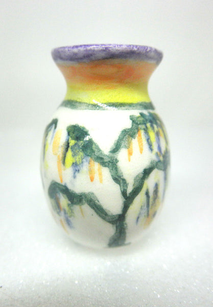 Miniature Clarisse Cliff inspired ceramic round vase