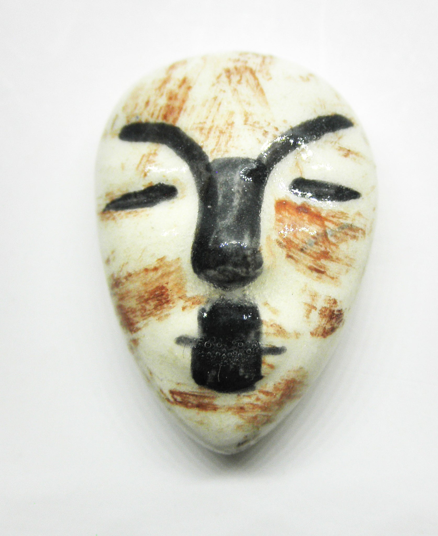 Miniature African art mask white, brown and black – Christine Lecoutre ...