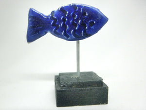 Miniature beach decor blue fish sculpture