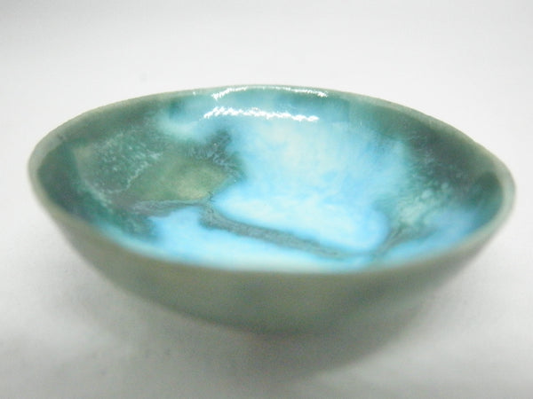 Miniature ceramic bowl emerald green