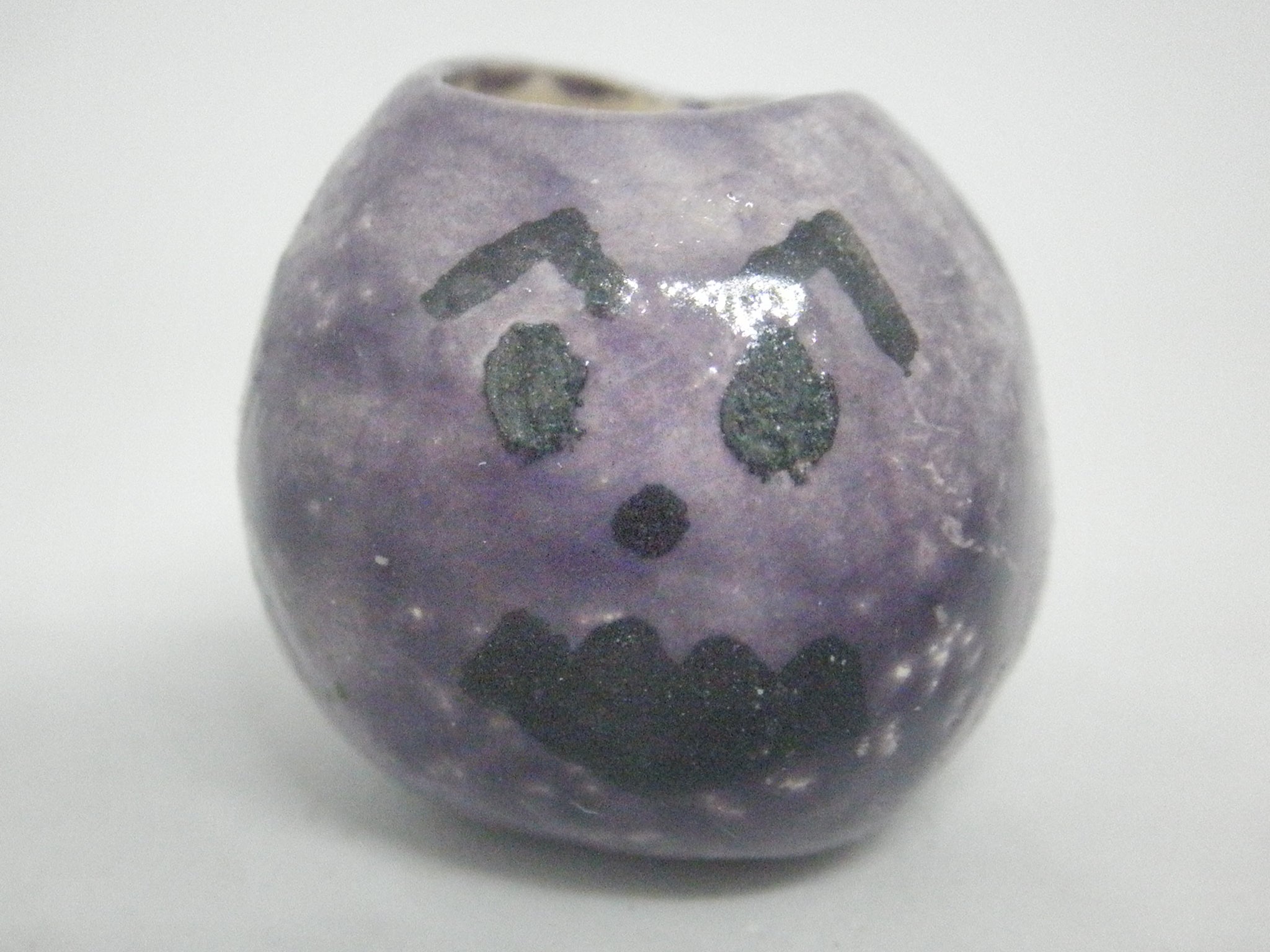 Miniature ceramic Halloween candy dish purple