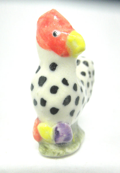 Miniature Ceramic Majolica Rooster black and white