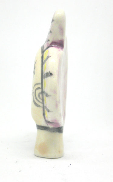 Miniature ceramic sculpture - Bird lady purple