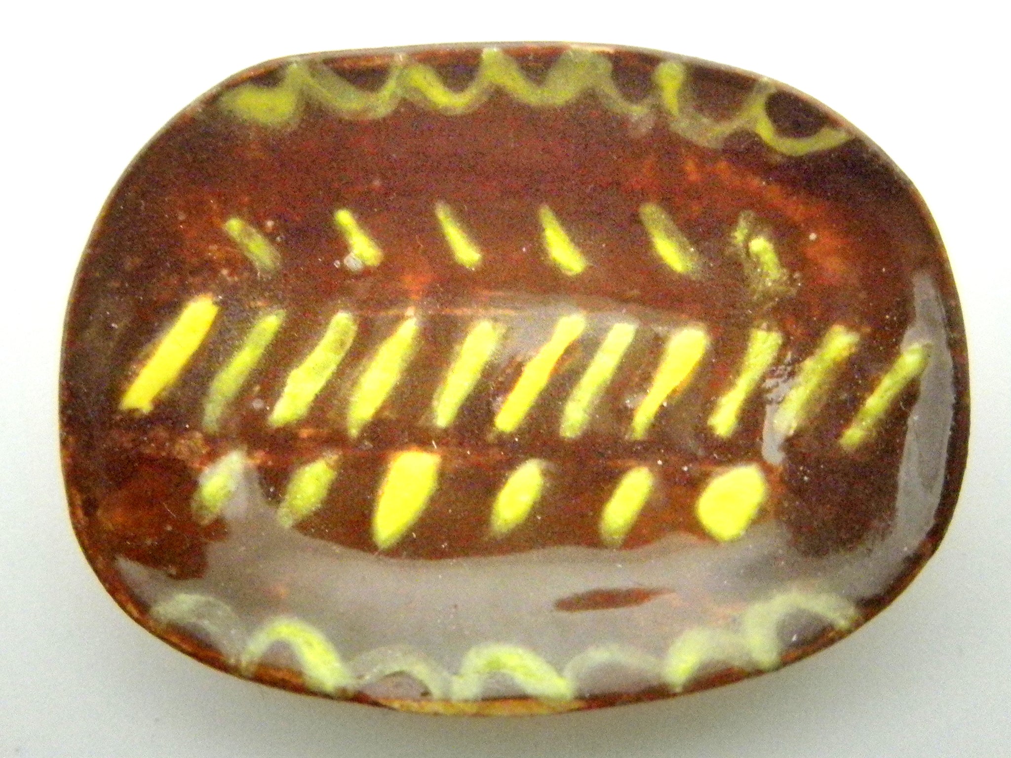 Miniature Pennsylvania slipware oblong dish - dashes