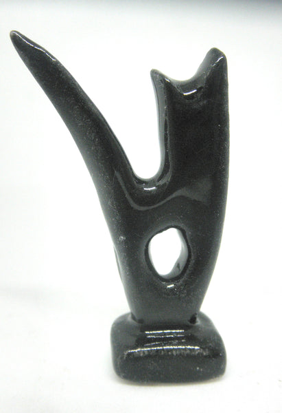 Miniature modern ceramic cat sculpture - black