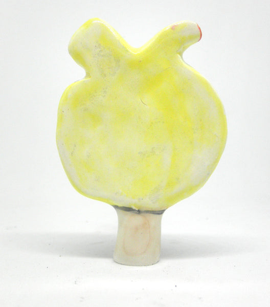 Miniature ceramic sculpture - Bird lady yellow