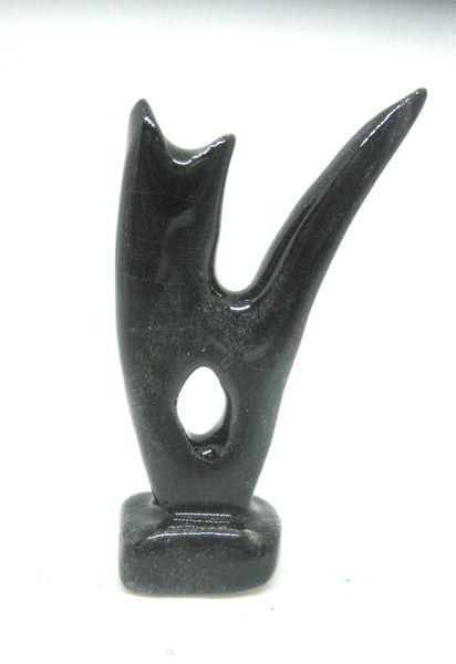 Miniature modern ceramic cat sculpture - black