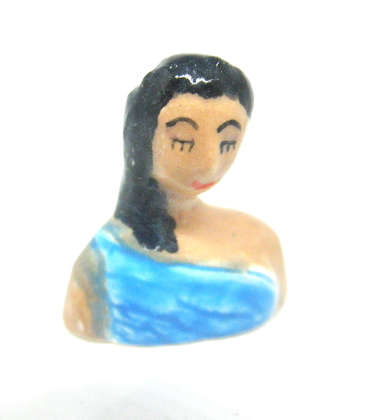 Miniature collector's art deco ceramic figurine woman bust