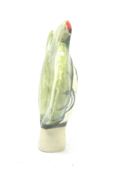 Miniature ceramic sculpture - Bird lady green
