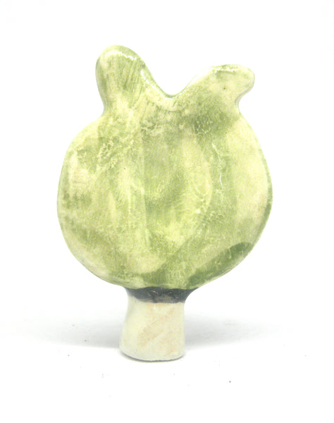 Miniature ceramic sculpture - Bird lady green
