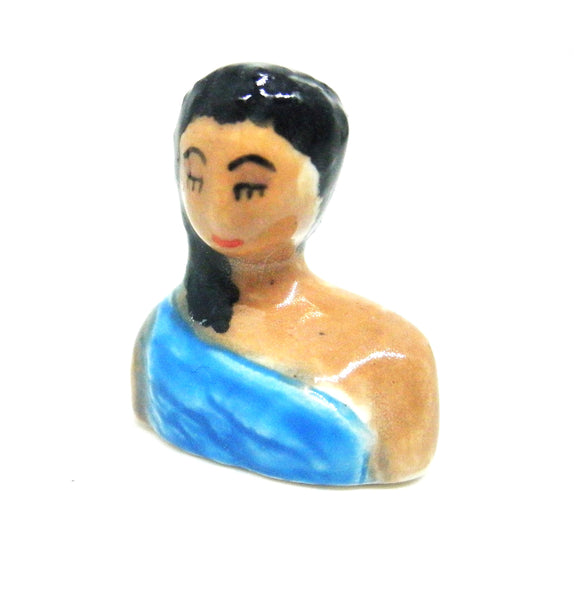 Miniature collector's art deco ceramic figurine woman bust