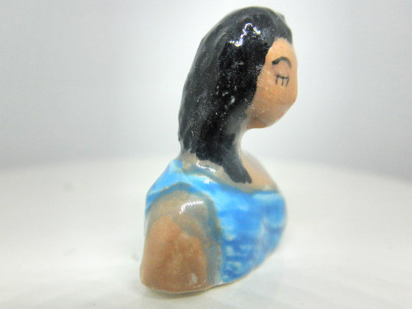 Miniature collector's art deco ceramic figurine woman bust