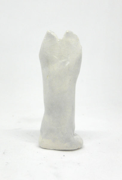 Miniature whimsical ceramic cat sculpture - grey
