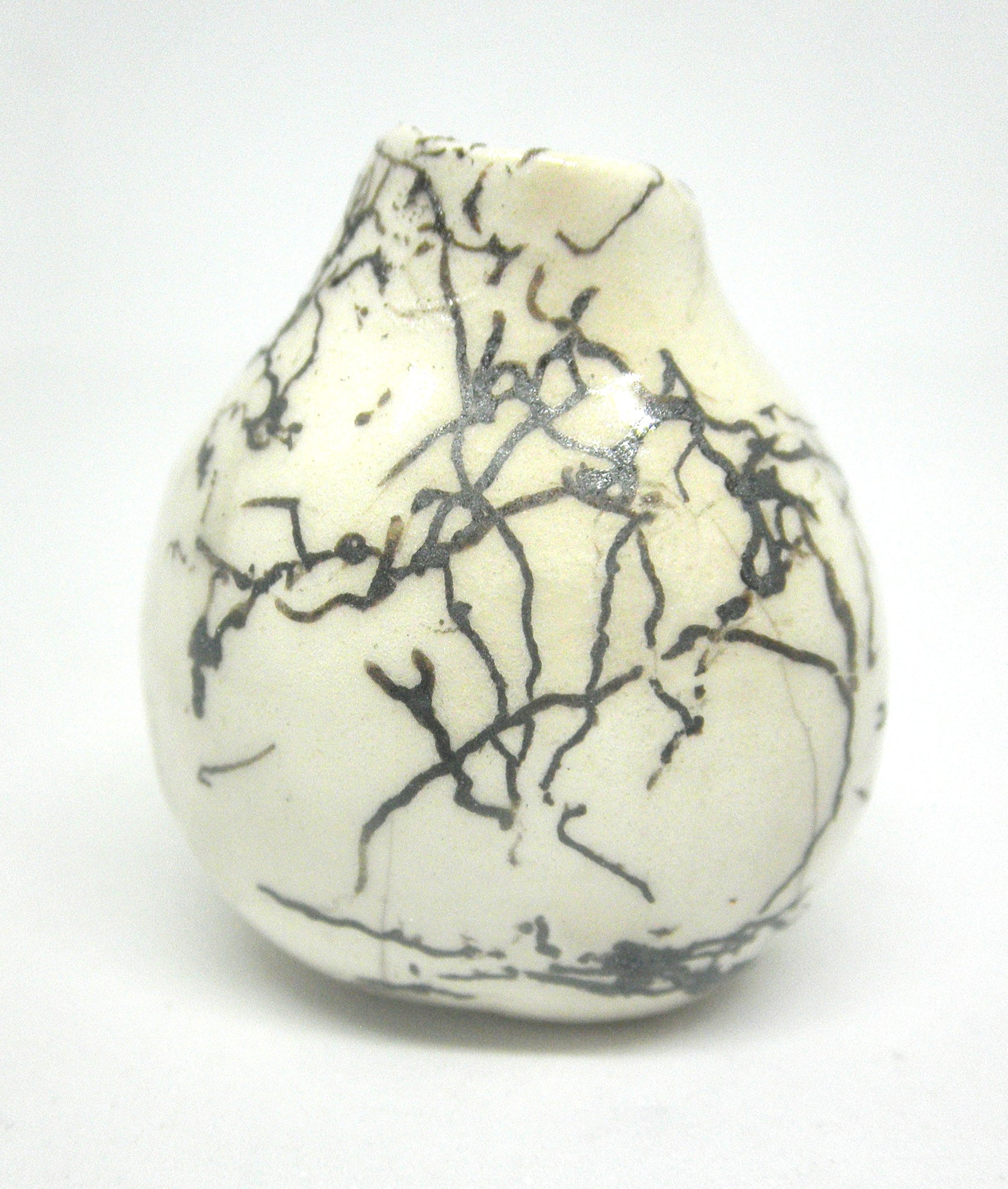 Dollhouse Miniature ceramic gourd shaped vase with hair decoration